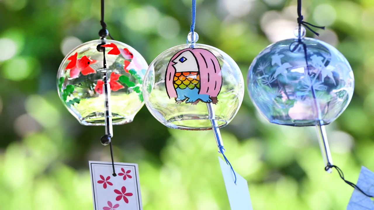 Colorful Japanese wind chimes