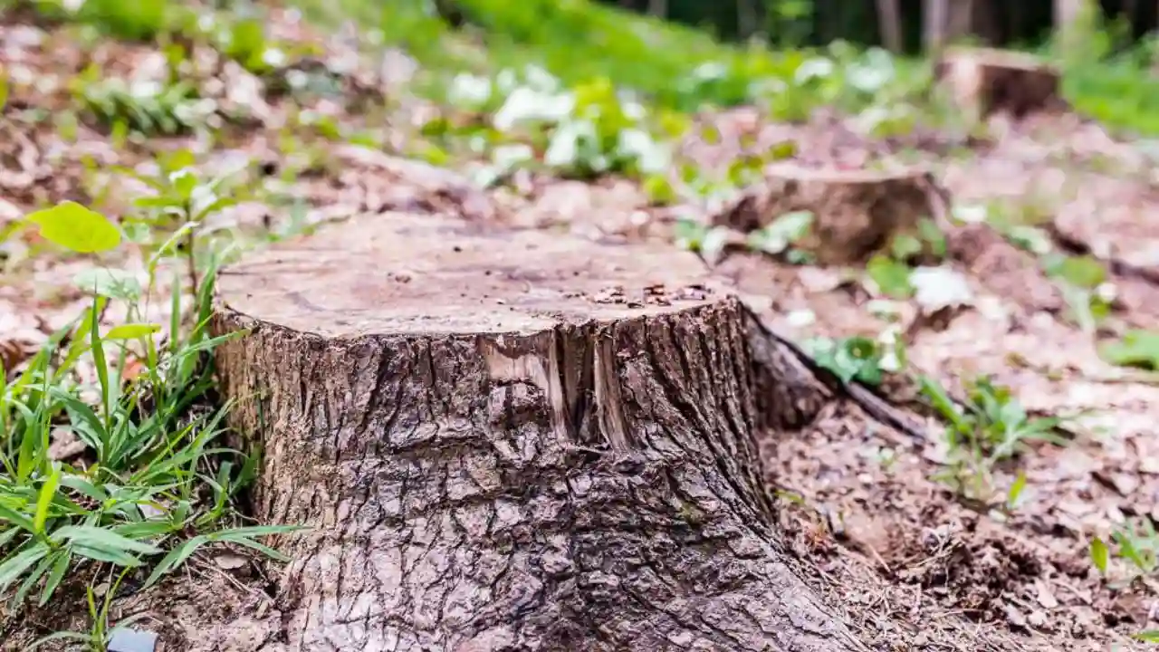 Copper nails tree stump