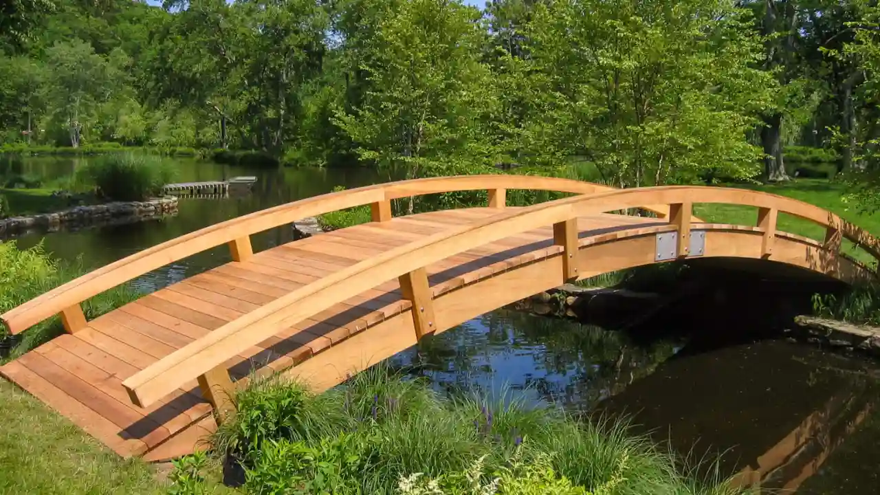 Wooden Bridge in Japanese garden